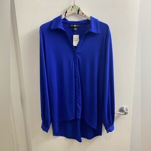 Ashley Stewart Button Up Long Sleeve Shirt Dark Blue Size 18/20